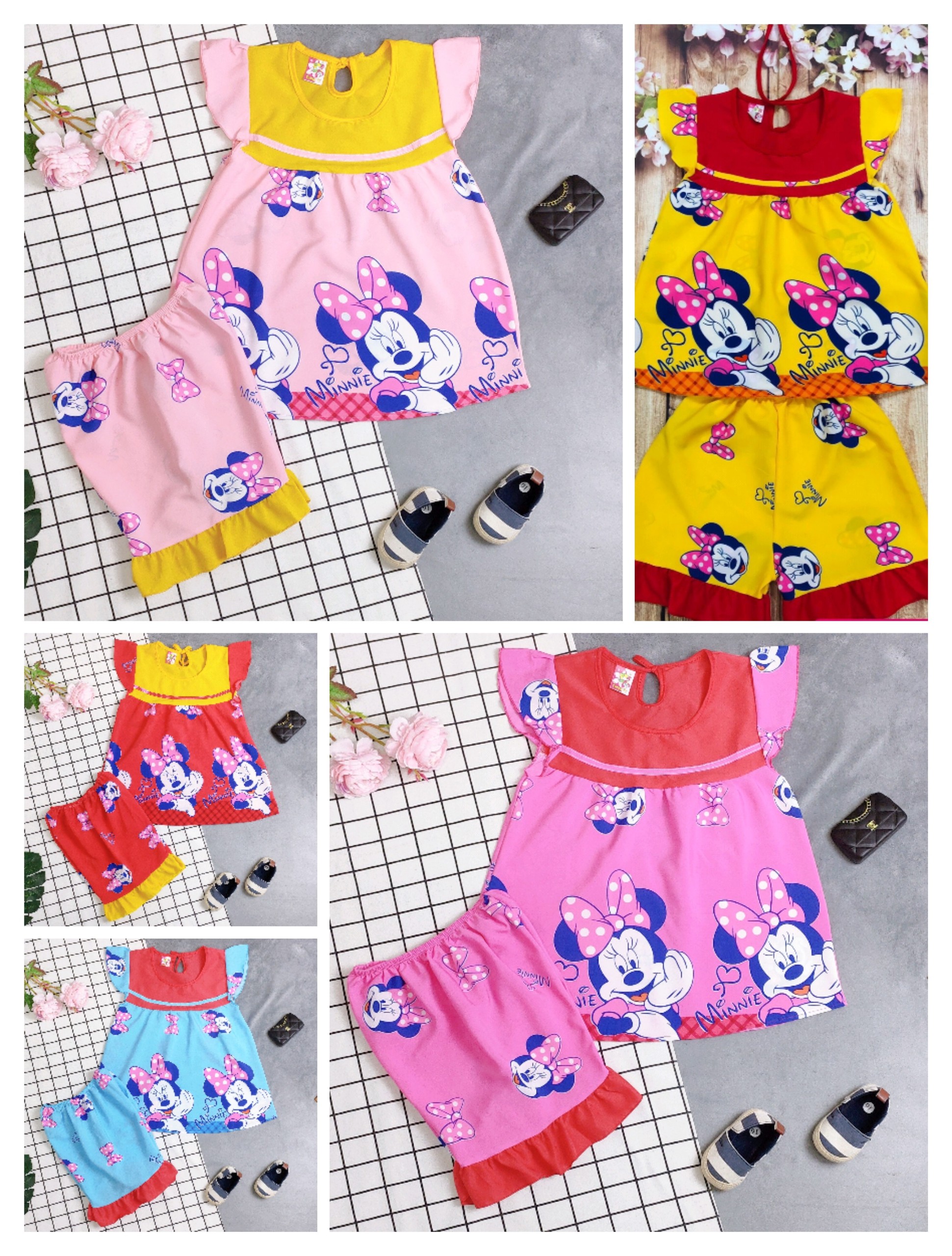 Combo 3 bộ lụa tay cánh tiên bé