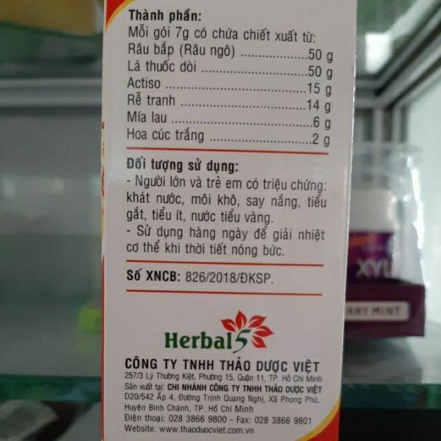 BỘT NƯỚC MÁT HERBA COOL, HỘP 10 GÓI.