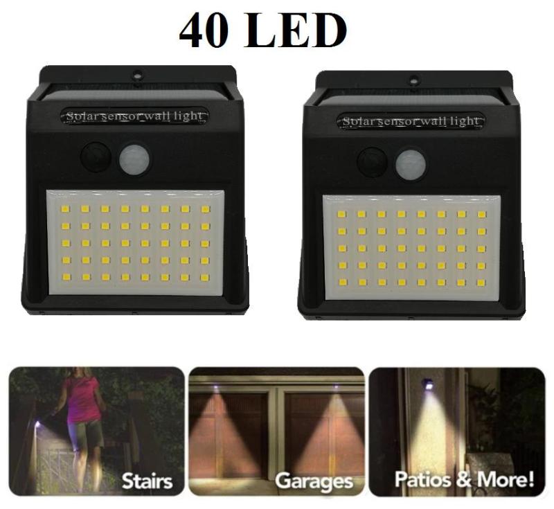 Bộ 2 Đèn led năng lượng mặt trời 40 led siêu sáng chống nước (Đen)