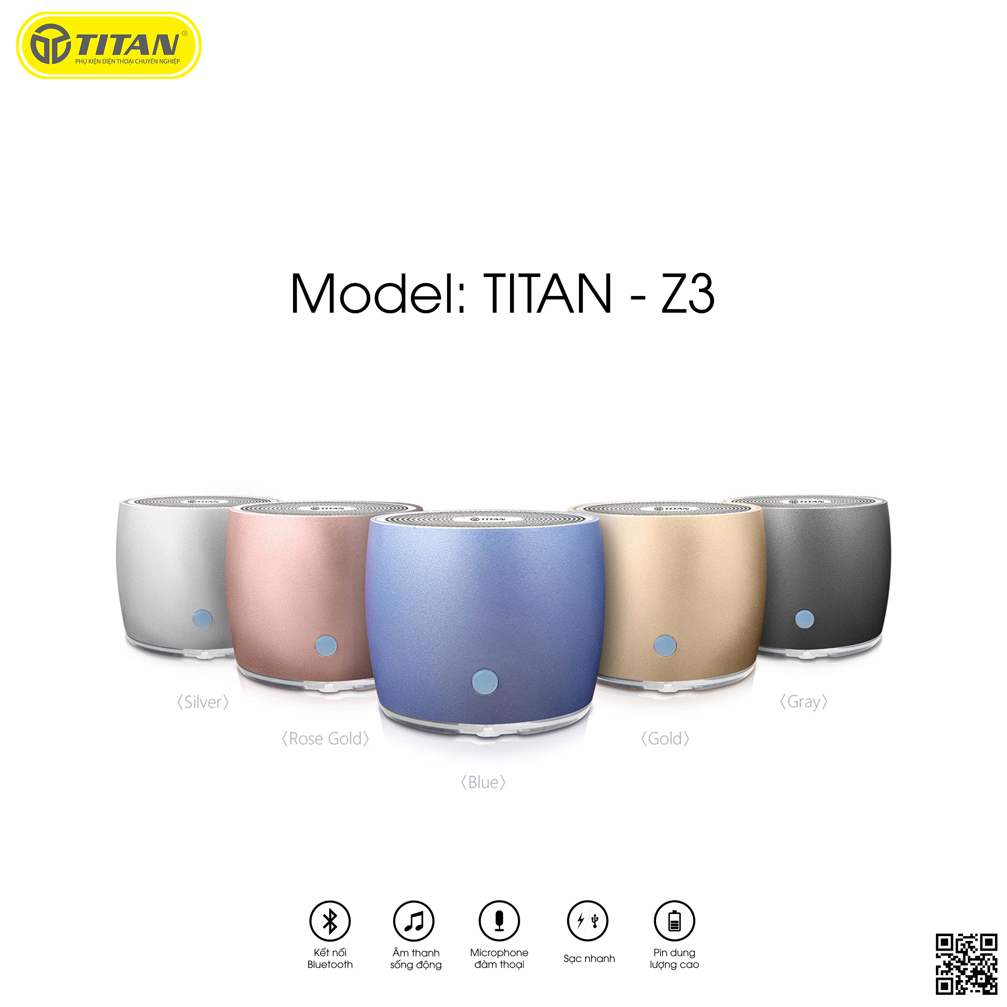 [Mã ELMAR31 Giảm 10%] Loa bluetooth TITAN - Z3 [BH 12 tháng]