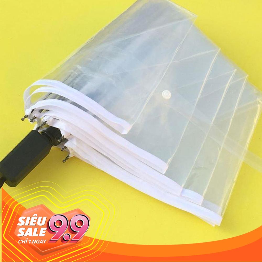 [FREESHIP MAX 15K][HCM]Dù gấp trong suốt siêu gọn (Viền Màu Trắng)