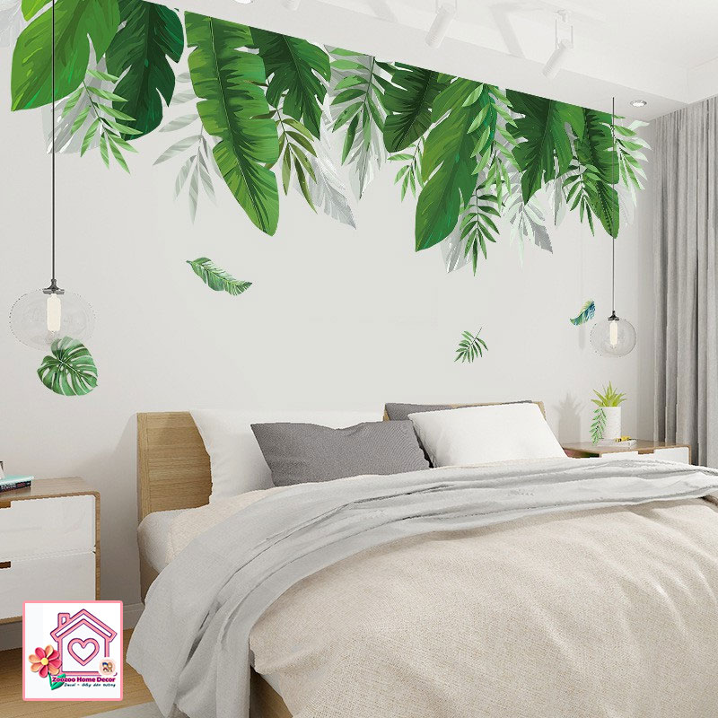 Decal dán tường Lá xanh XL8361 trang trí tường phòng khách phòng ngủ - Sticker - Miếng dán tường - Hình dán