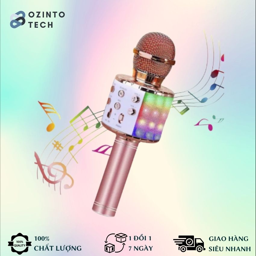 [ ƯU ĐÃI LÊN TỚI 50%]  Mic Hát karaoke kết nối Bluetooth không dây, micro không dây, micro karaoke bluetooth, micro live stream, micro không dây bluetooth Ozinto Technology OT17