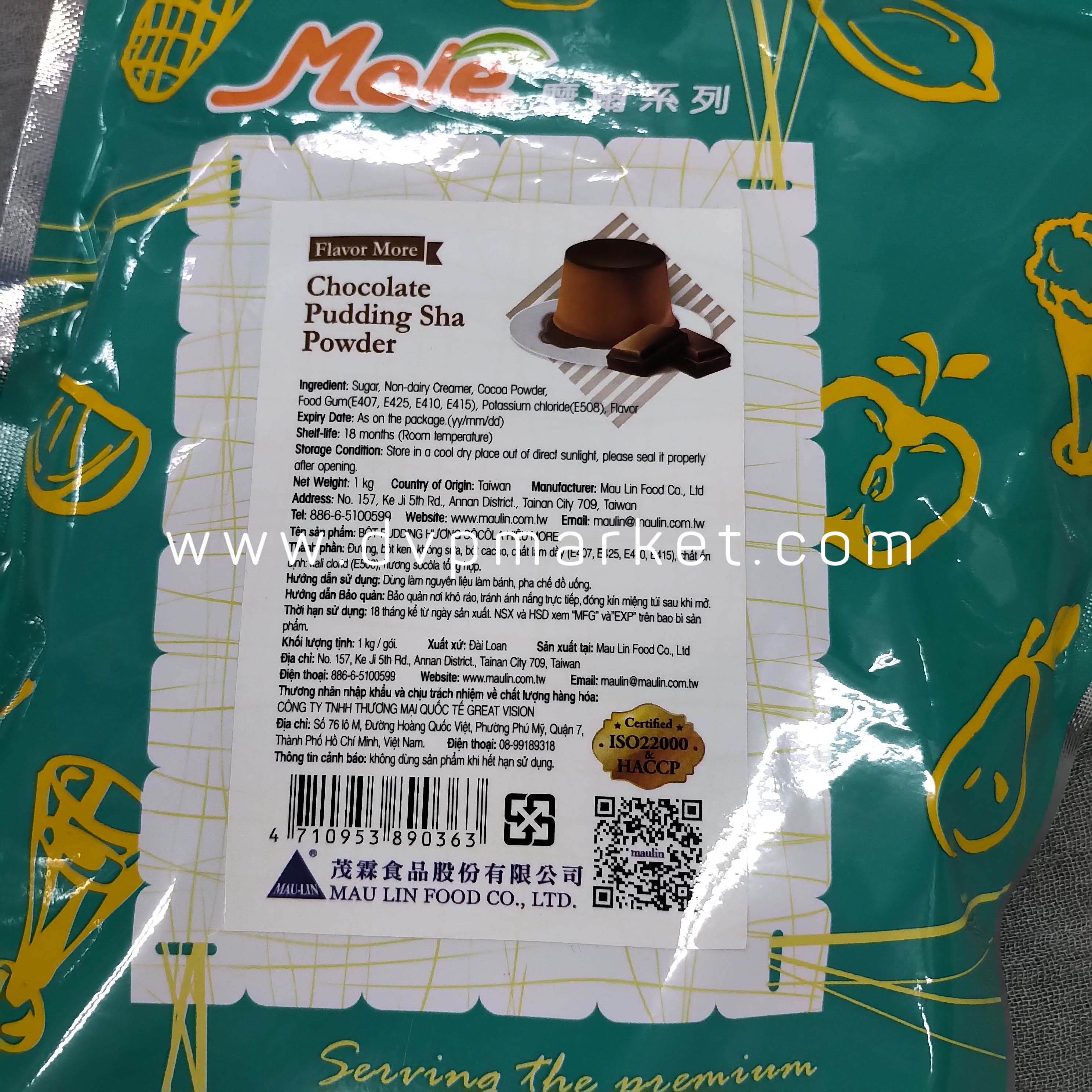 Bột pudding/flan Mole Đài Loan hương Socola - bịch 1kg