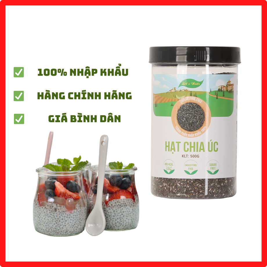 Hạt chia Seeds Let's Nuts hộp 500g dùng giảm cân, đẹp da, bổ sung chất dinh dưỡng susuto shop