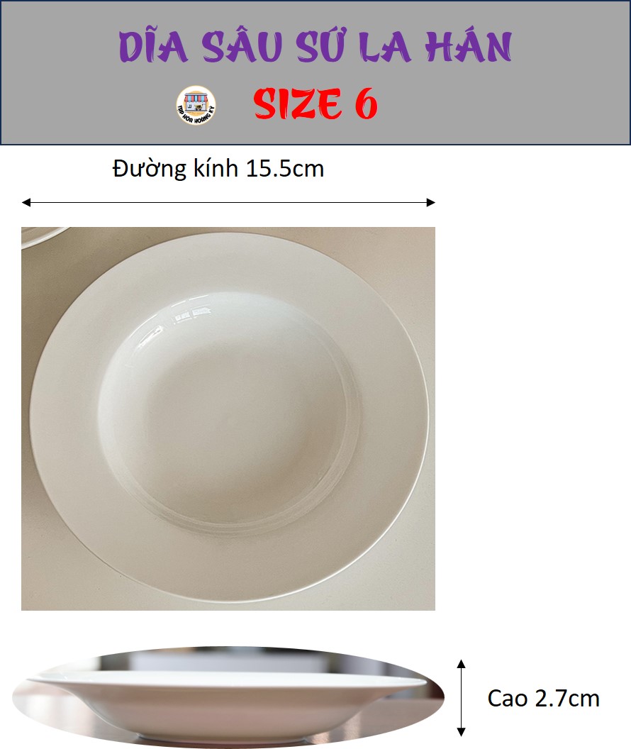 DĨA TRÒN SÂU GỐM SỨ LA HÁN - ĐỦ SIZE (6,7,8,9)