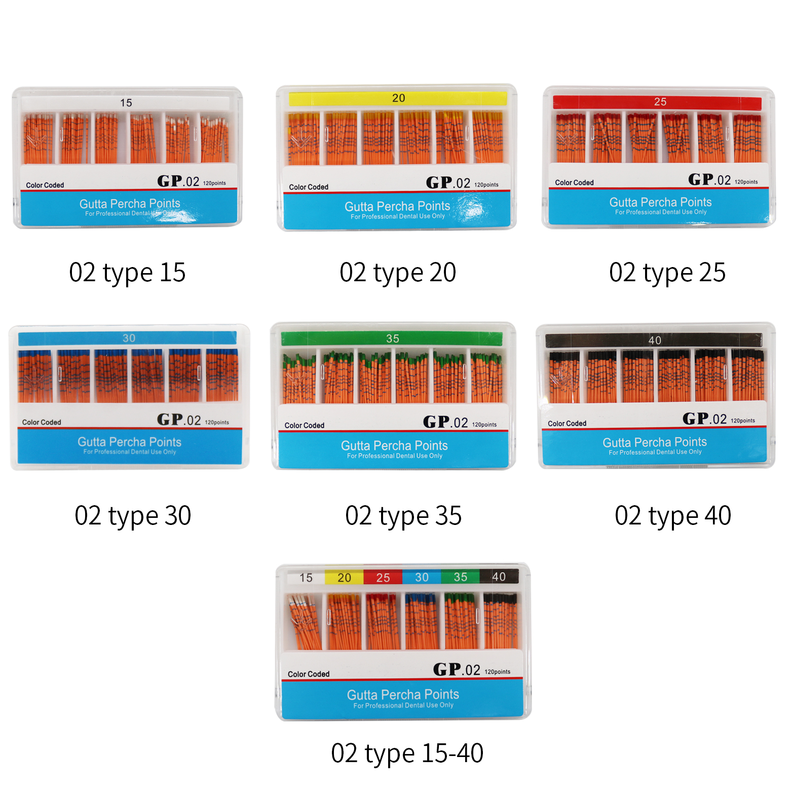 1Box 120Pcs Points Gutta Percha with Scale Taper02 04 06 Size15-40