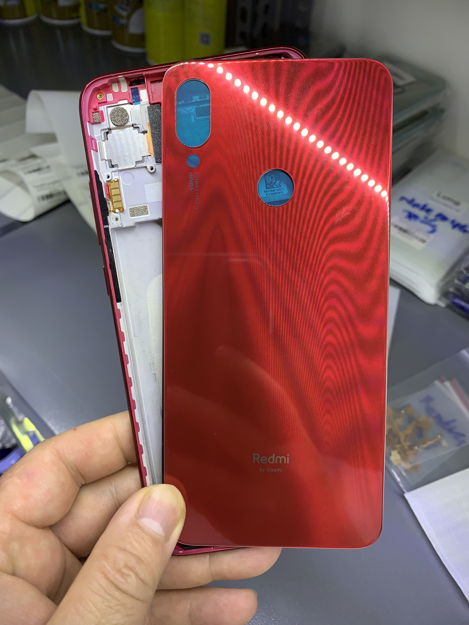 Full bộ xương vỏ zin hãng xiaomi redmi note 7  ( gồm;,phím bấm âm lượng ,lưng,sườn, kính cam, khay sim)