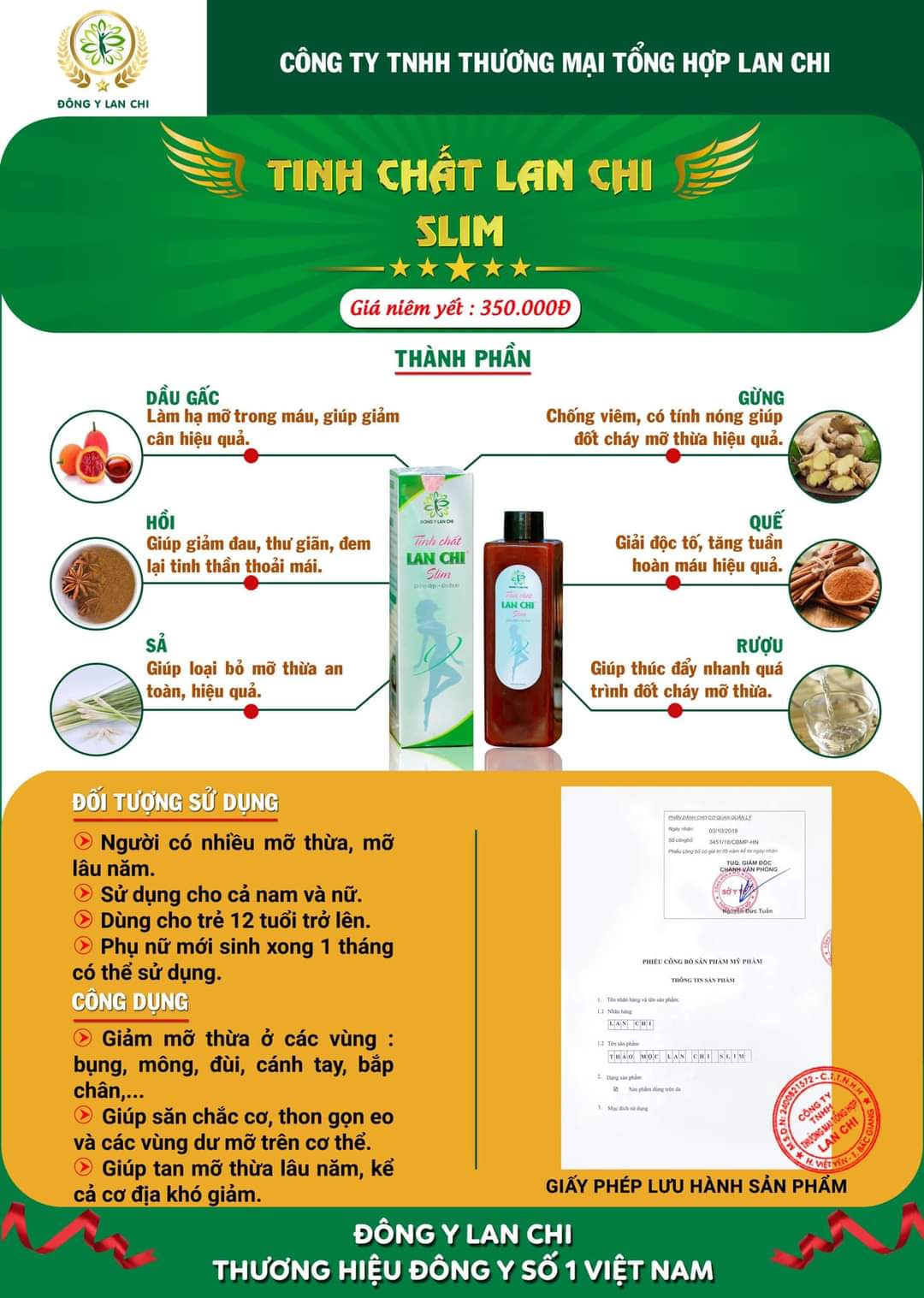 [HCM]Tinh Chất Lan Chi Slim | Tinh chất hủy mỡ giúp dáng đẹp eo thon