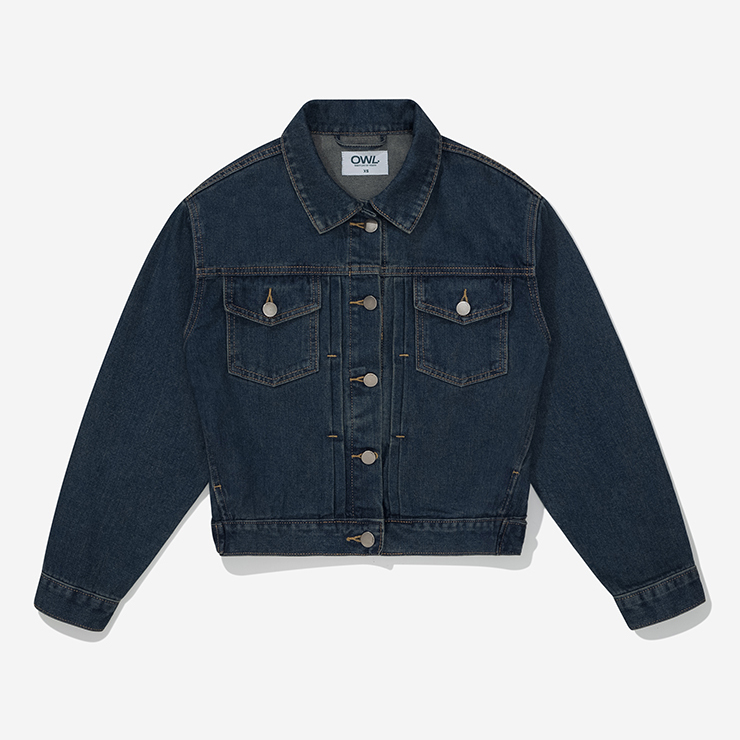 Áo khoác jean nữ Owlbrand Pleated/Xanh đậm
