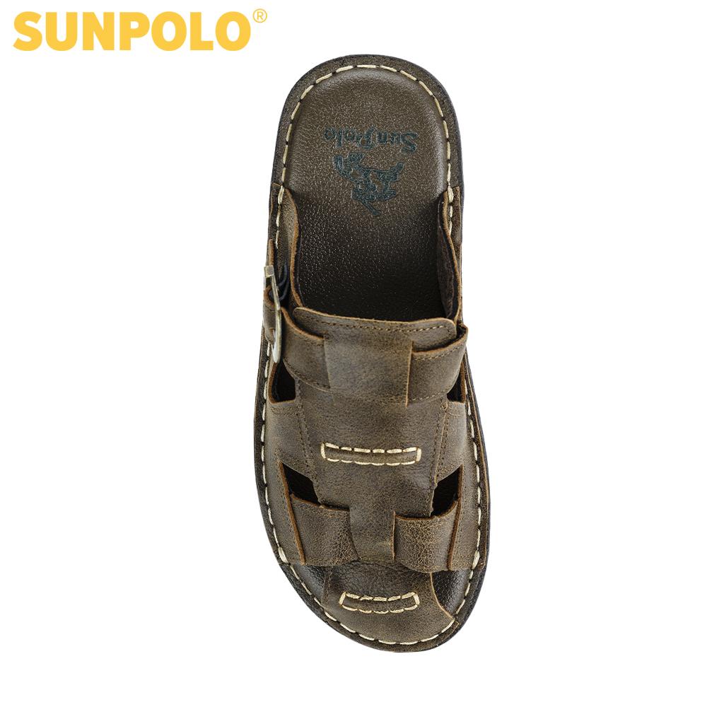 Dép Rọ Nam Da Bò SUNPOLO ABI019 (Đen, Nâu)