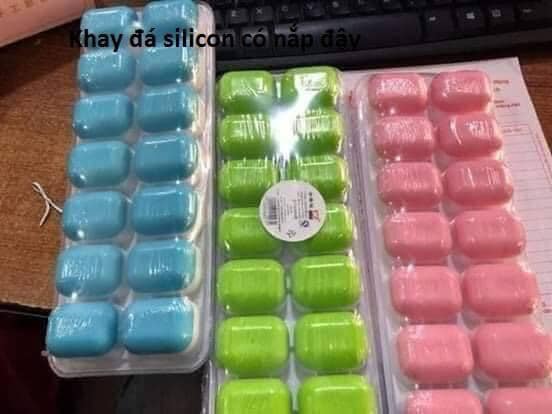 Set 3 khay làm đá thạch silicon có lắp