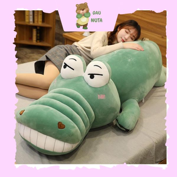 Gối ôm gấu bông cá sấu mặt ngáo khổng lồ siêu cute nuta