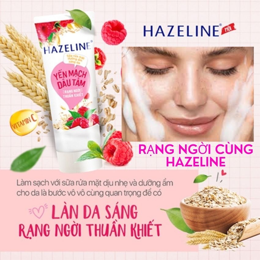 [Hàng chính hãng] sữa rửa mặt HAZELINE trắng da cho Nữ Tuoinguyen.ecom shop , sữa rửa mặt sạch nhờn, sạch mụn, căng mịn da mặt