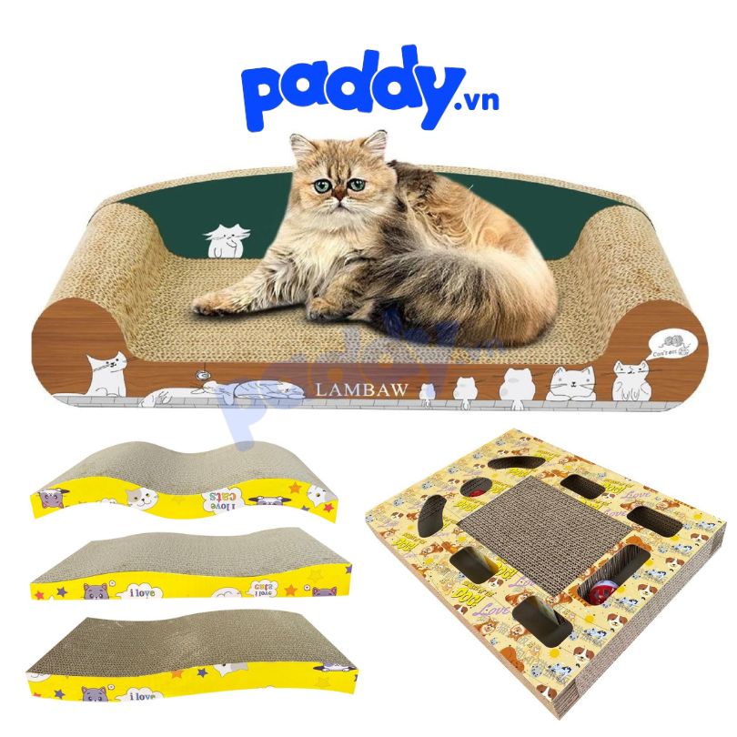 Bàn Cào Móng Mèo Giấy (Tặng Cỏ Mèo Catnip)
