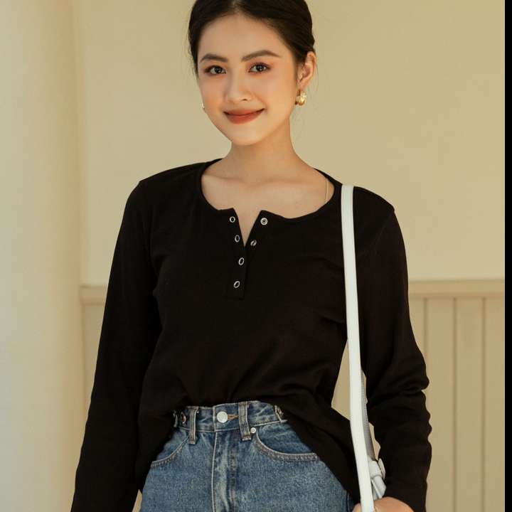 OLV – Áo Longsleeve Top in Black – OLV ,SKU : 1620527364_VNAMZ-7017576750 >>>🇻🇳 Top1Vietnam 🛒>>> lazada.vn 🇻🇳🇻🇳🇻🇳🛒🛍🛒