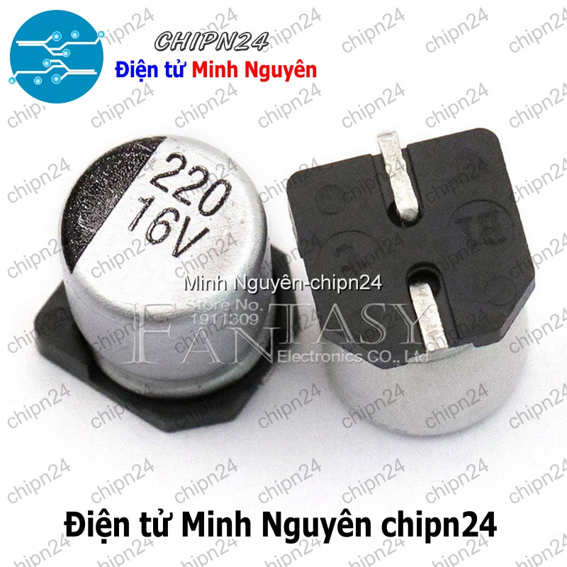 [5 con] (K292) Tụ nhôm 220uF 16V 6.3x7.7mm (SMD Dán) - HH003516