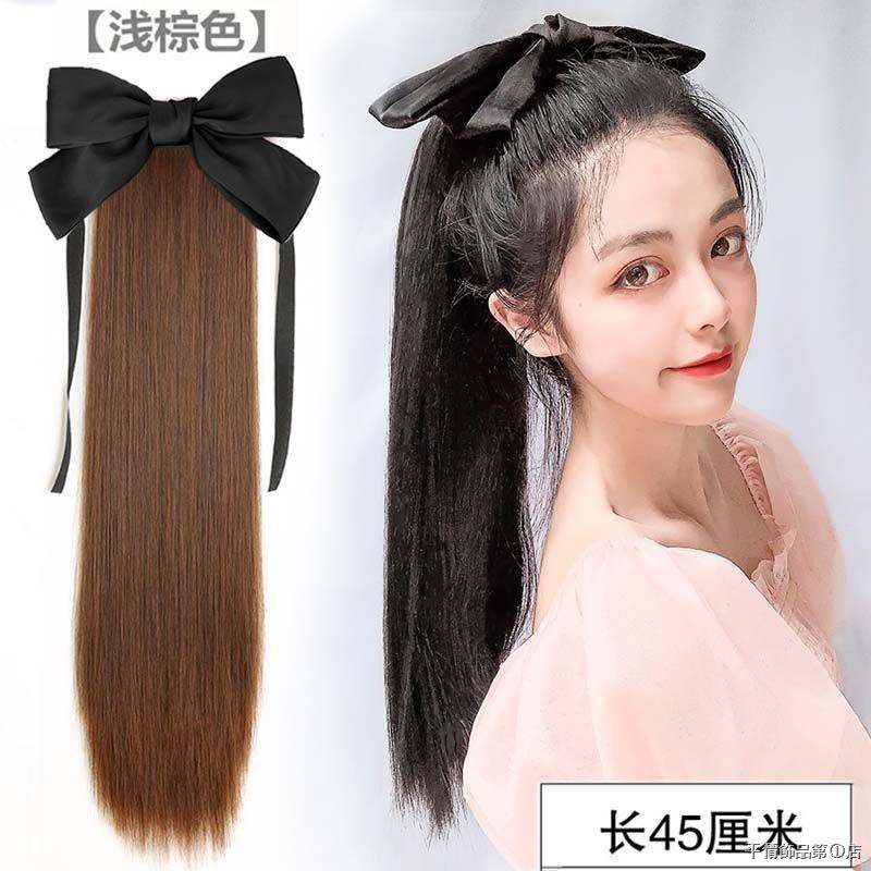 [ hàng hót, bao đẹp ] tóc giả nữ cột thẳng dài nơ đen, tóc giả buộc, tóc cột nơ, tóc nơ