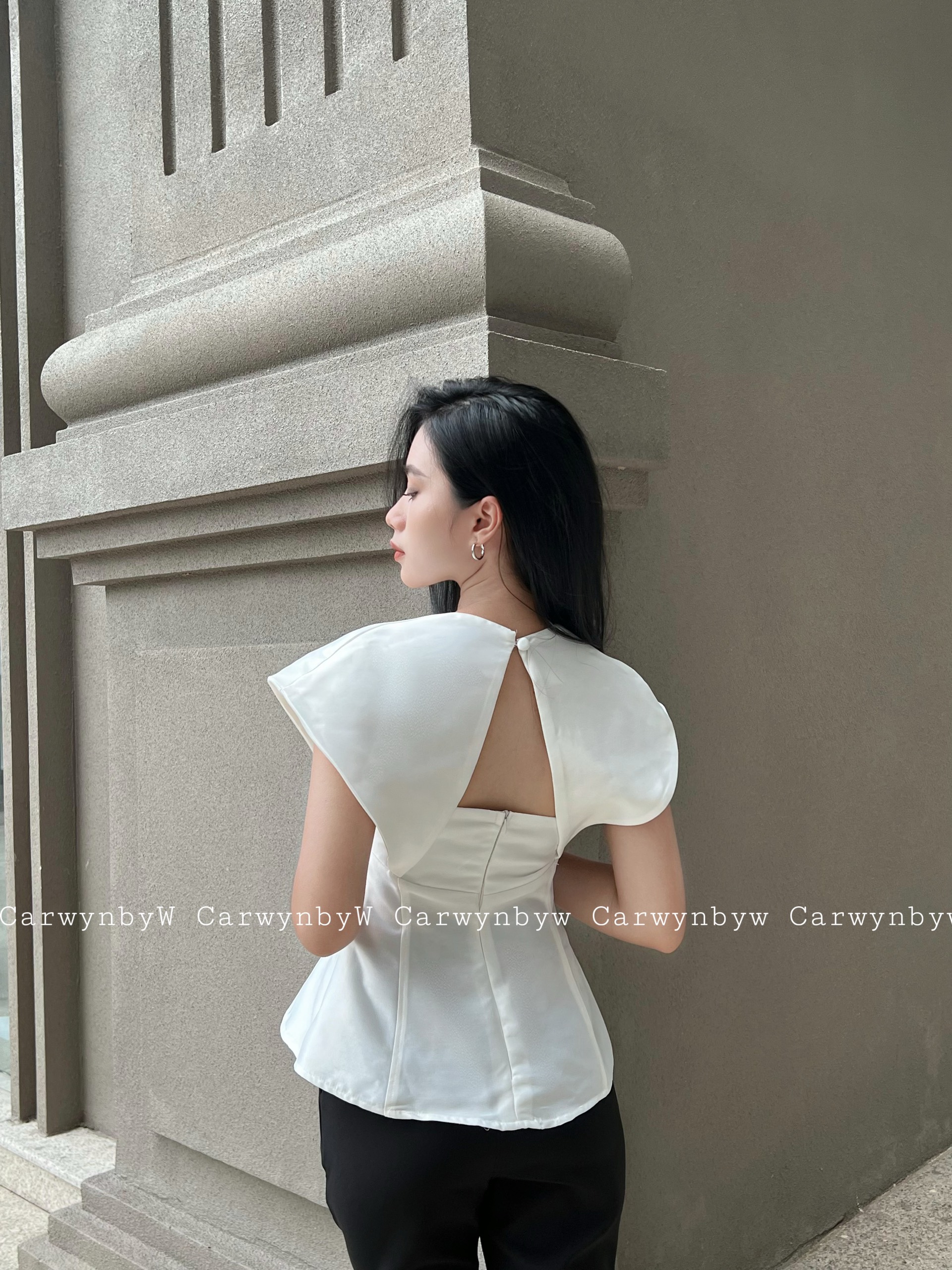 Áo Thiết Kế Peplum Cúp Ngực Tay Kiểu (Poly Top)