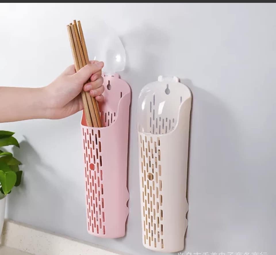 Combo 02 Ống cắm đũa có nắp đậy dán tường