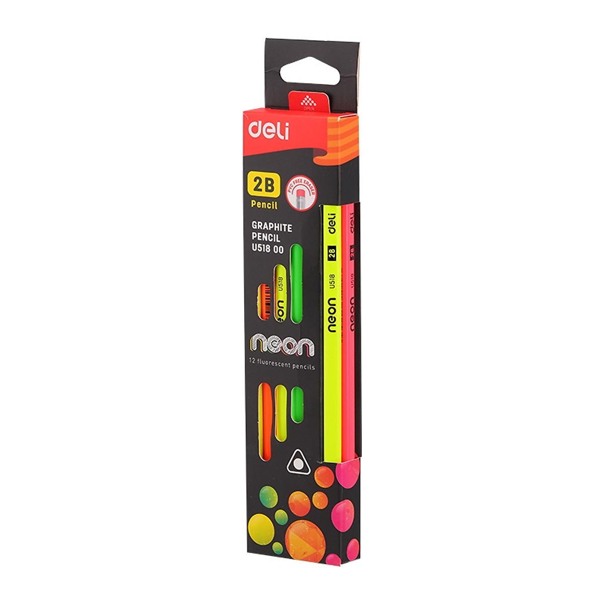Hộp bút chì deli u514 neon - 2b