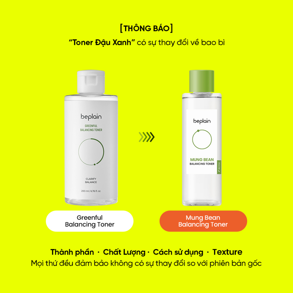 [HCM][Nhacuabeautyholic]  [DATE T9.2023] Toner đậu xanh Beplain Greenfull Balancing