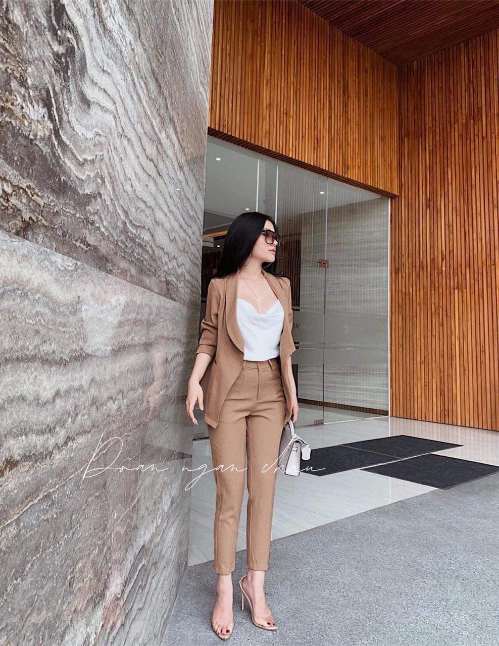 sét áo khoác vest kèm áo phi cổ đỗ quần tây