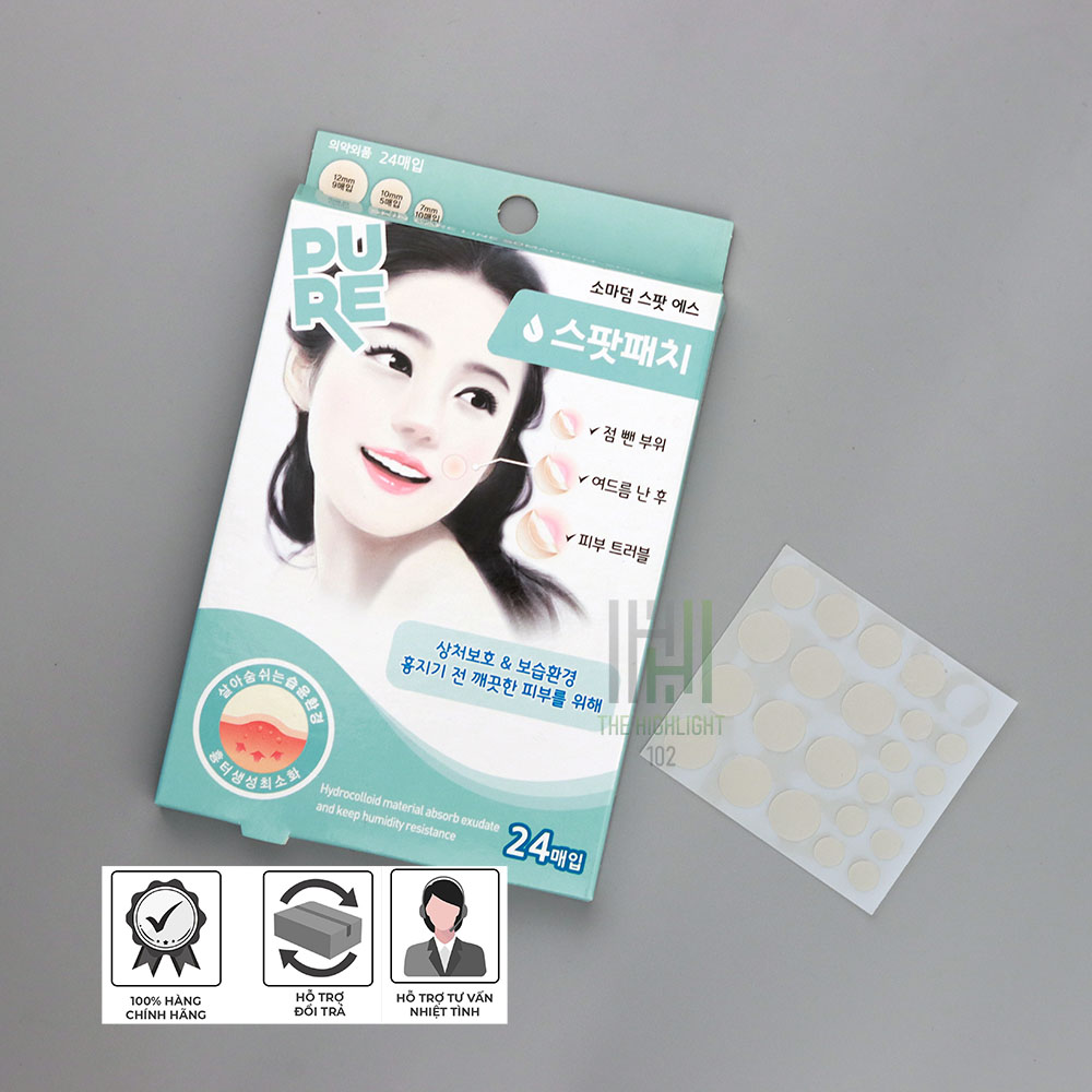 Combo 5 miếng dán mụn Somaderm Spot 24pcs (3 size – 24 miếng Hãng Young Chemical- Hàn Quốc)