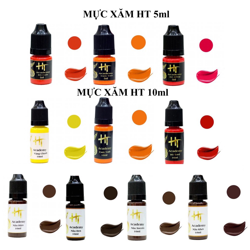 Mực phun xăm HT siêu đậm chính hãng Mỹ - Mực xăm môi siêu bám, mày điêu khắc đi nét - Xử lý Trổ xanh trổ đỏ, Khử thâm môi