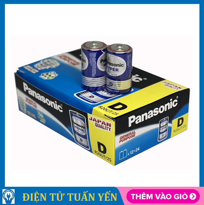 Hộp 24 viên pin đại d panasonic r20ut/2s 1.5v - hàng chính hãng