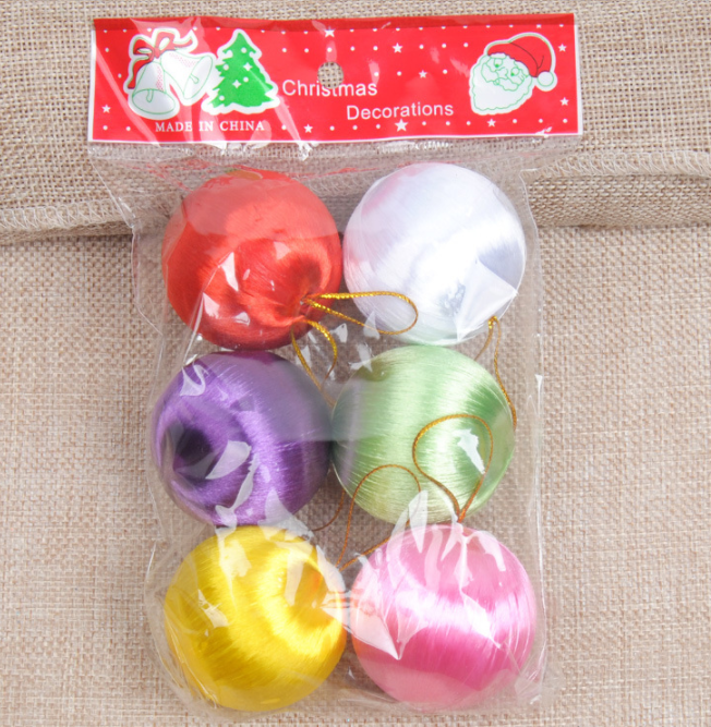 Phụ kiện trang trí noel Set 6 quả châu sợi bóng 5cm E21