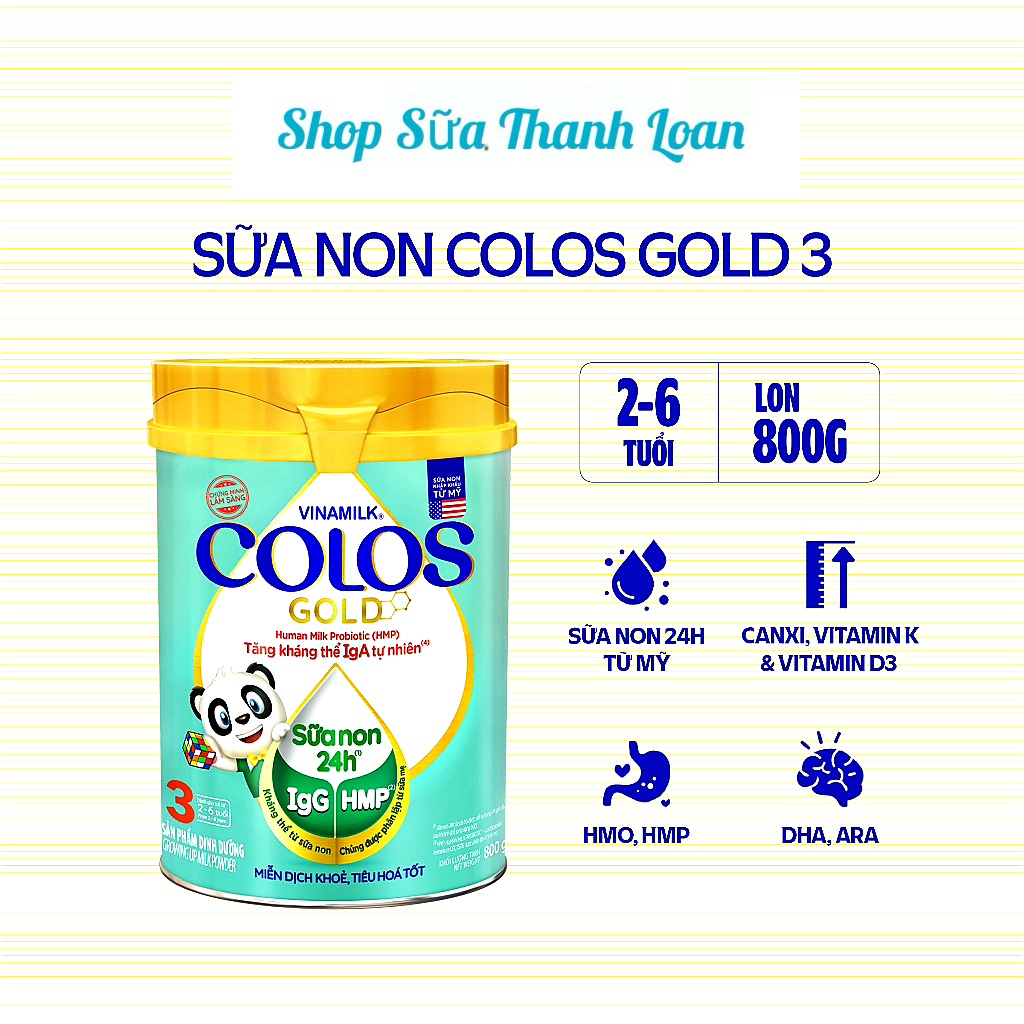Sữa bột vinamilk sữa non 24h colosgold 3 800g .
