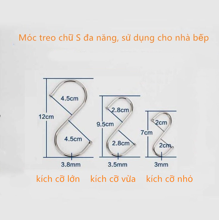 Combo 4 móc treo đồ  inox hình chữ S đa năng
