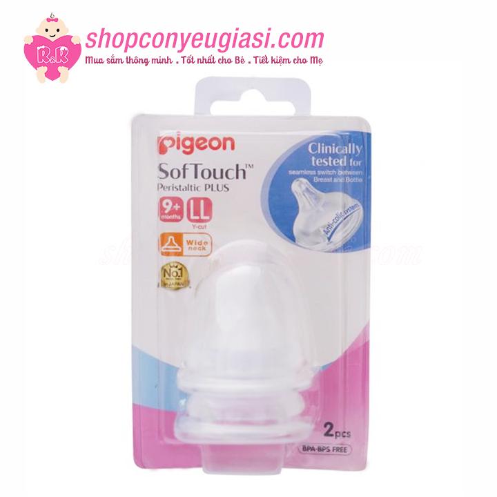 [HCM]Núm Ty Pigeon Cổ Rộng Softouch Plus Vĩ 2 Cái - Size SS/S/M/L/LL