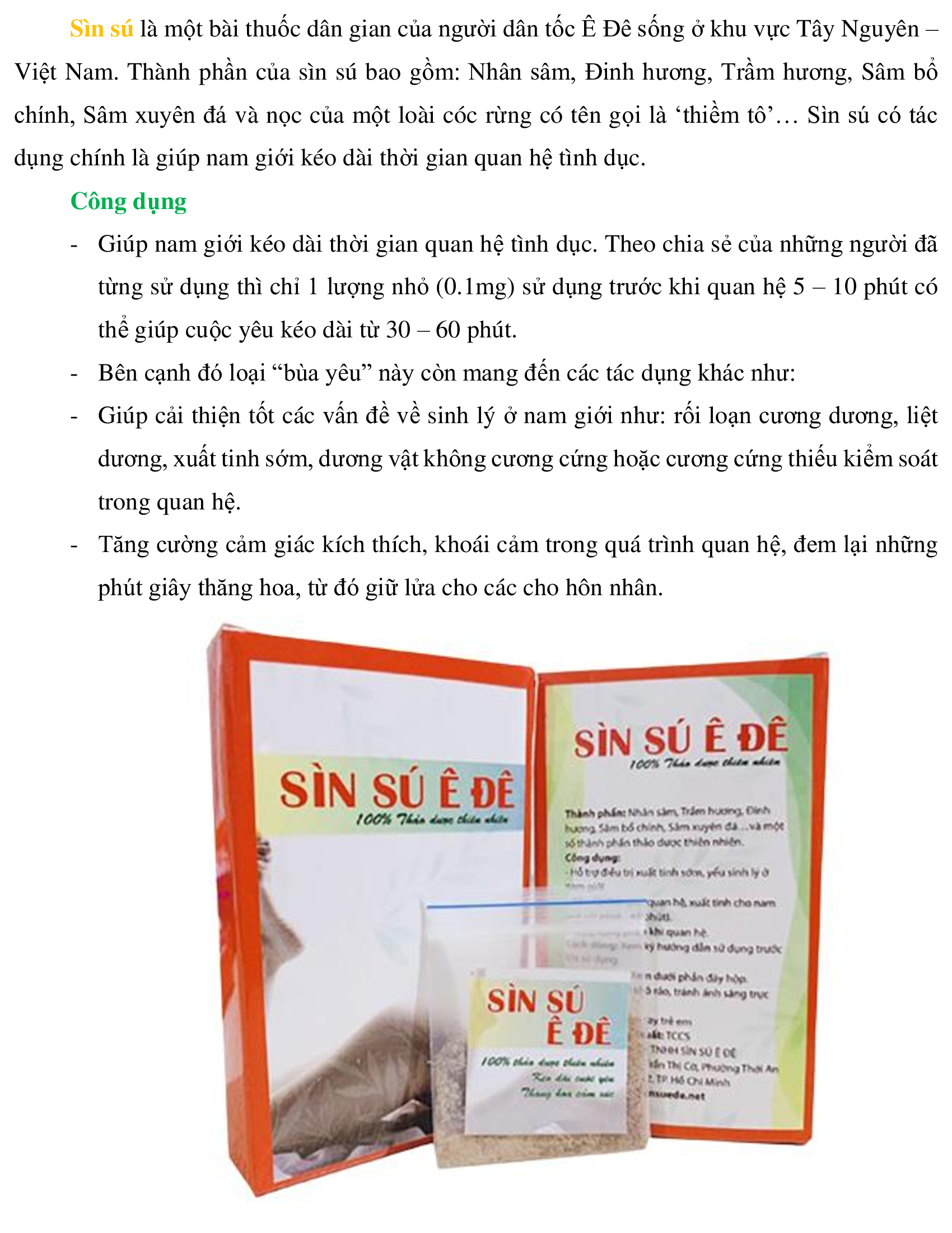 Thảo dược SÌN BỘT Ê ĐÊ cao cấp (0.5g) nam - hàng chính hãng ( xịt sú xìn sình xú )