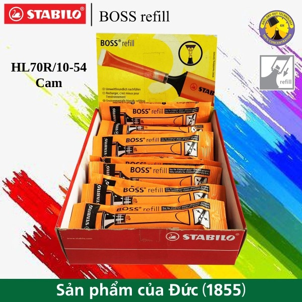 Hộp 10 ruột bút dạ quang stabilo boss refill hl70r/10