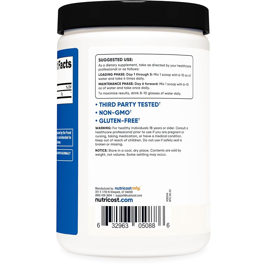 Nutricost Creatine Monohydrate 500g, Hỗ Trợ Tăng Sức Bền và Xây Dựng Cơ Bắp Nhập Khẩu USA