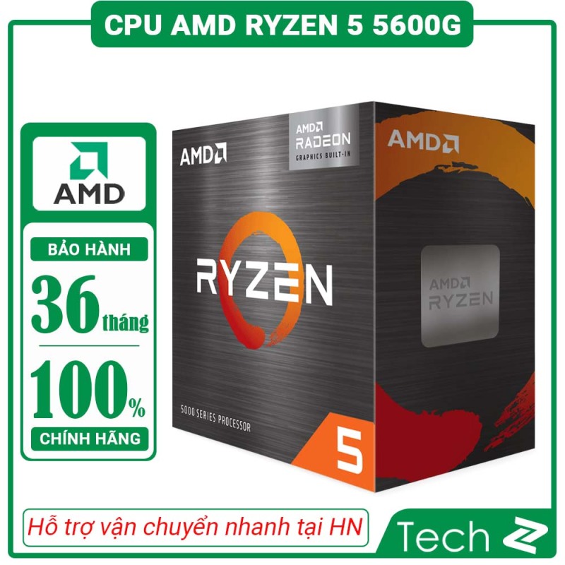 Bảng giá CPU AMD Ryzen 5 5600G (3.9GHz Upto 4.4GHz / 19MB / 6 Cores, 12 Threads / 65W / Socket AM4) Phong Vũ