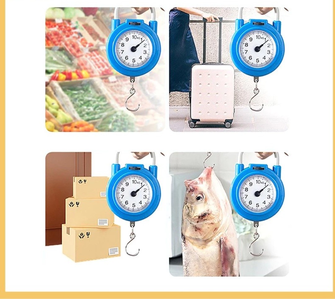 Cân tay điện tử 40kg màn hình LCD tiện dụng | Điện tử, màn hình LCD, tiện dụng, cầm tay, 40kg, móc treo, nút điều khiển, đo lường, cân nhà bếp