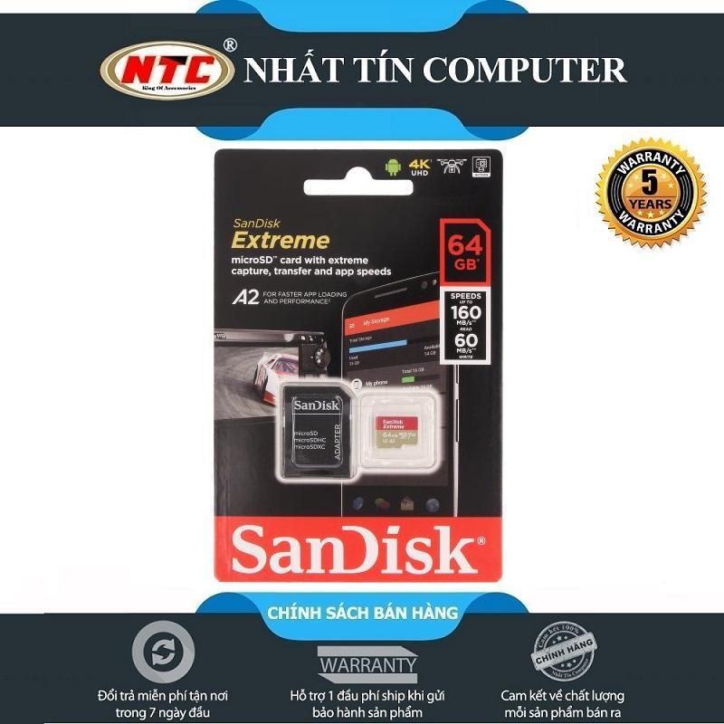 Thẻ Nhớ MicroSDXC SanDisk Extreme 64GB V30 U3 4K A2 R160MB/s W60MB/s (Gold)