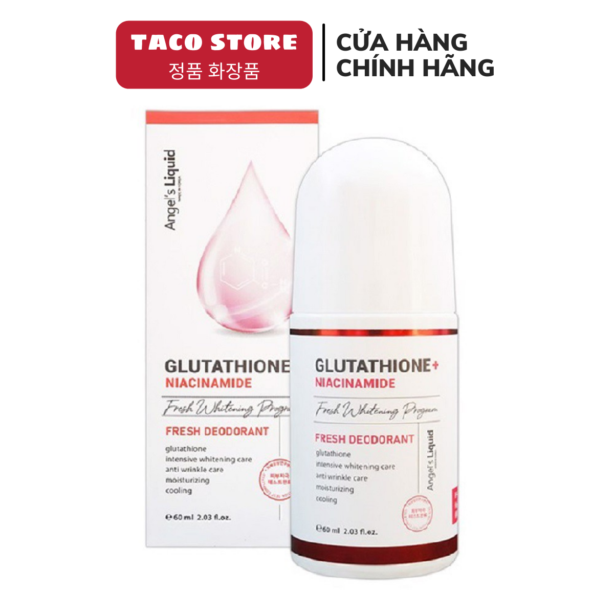 Lăn Nách Angel's Liquid Glutathione Plus Niacinamide Fresh Deodorant 60ml