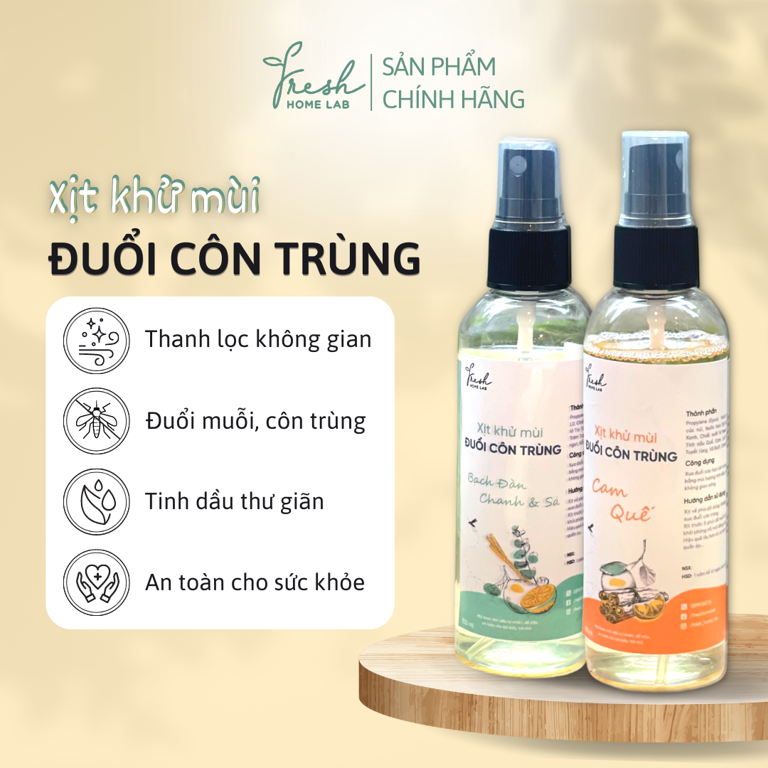 Bình xịt tinh dầu đuổi muỗi và côn trùng, khử mùi thơm phòng thiên nhiên - Fresh Home Lab