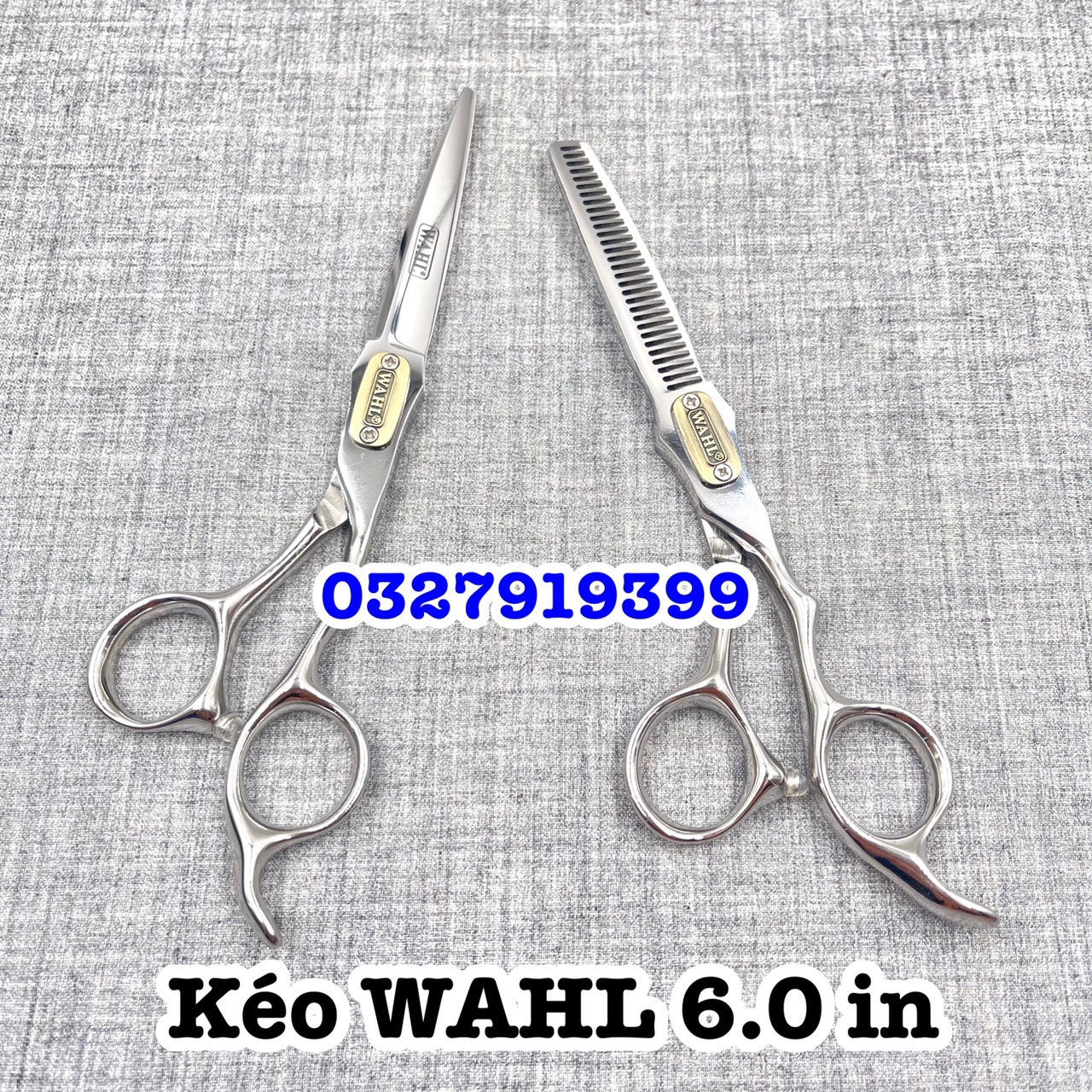 WAHL Kéo cắt tỉa tóc cao cấp 6.0 in thép nhật S440C độ cứng 62HRC lưỡi sắc bén thiết kế tay cầm thuận tiện chất lượng tốt nhất ( W 2 ốc )