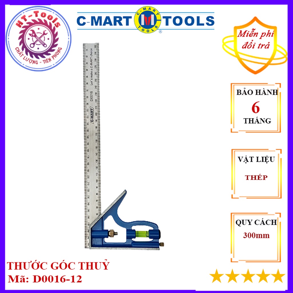 Thước góc thủy cmart d0016-12