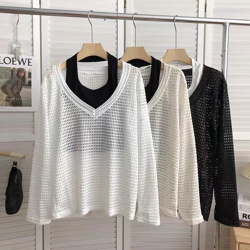 set áo lưới kèm yếm dáng thụng