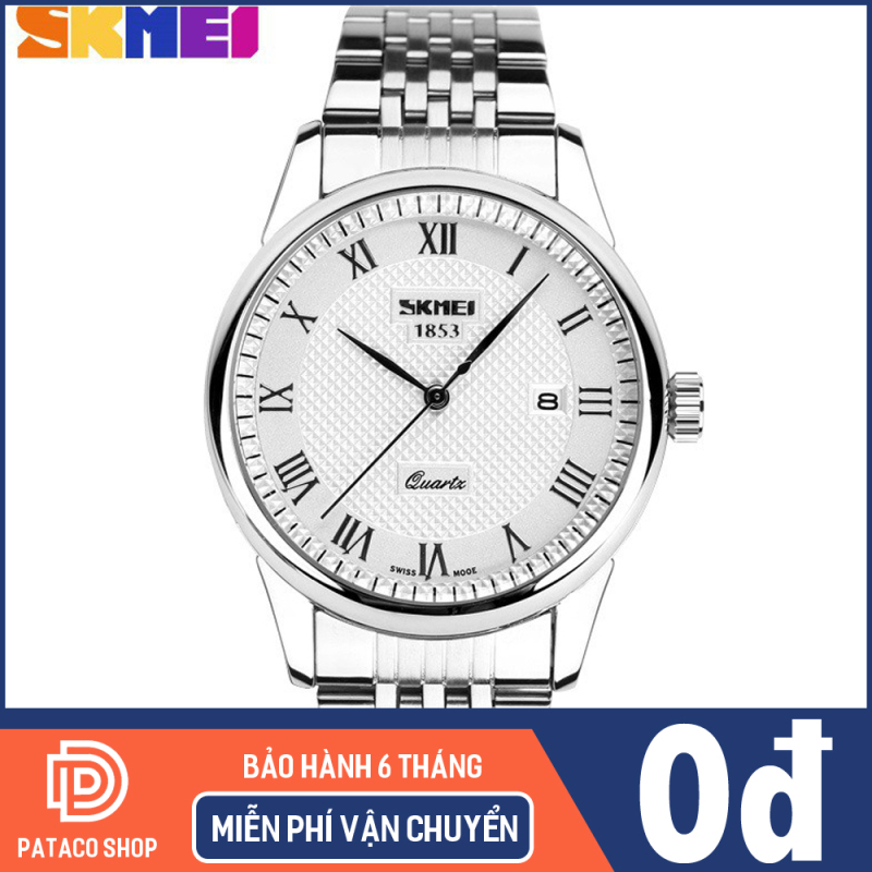 Đồng hồ nam dây thép không gỉ Skmei 9058 chống nước 30m máy chạy 3 kim,hiển thị lịch ngày tự động bảo hành 12 tháng