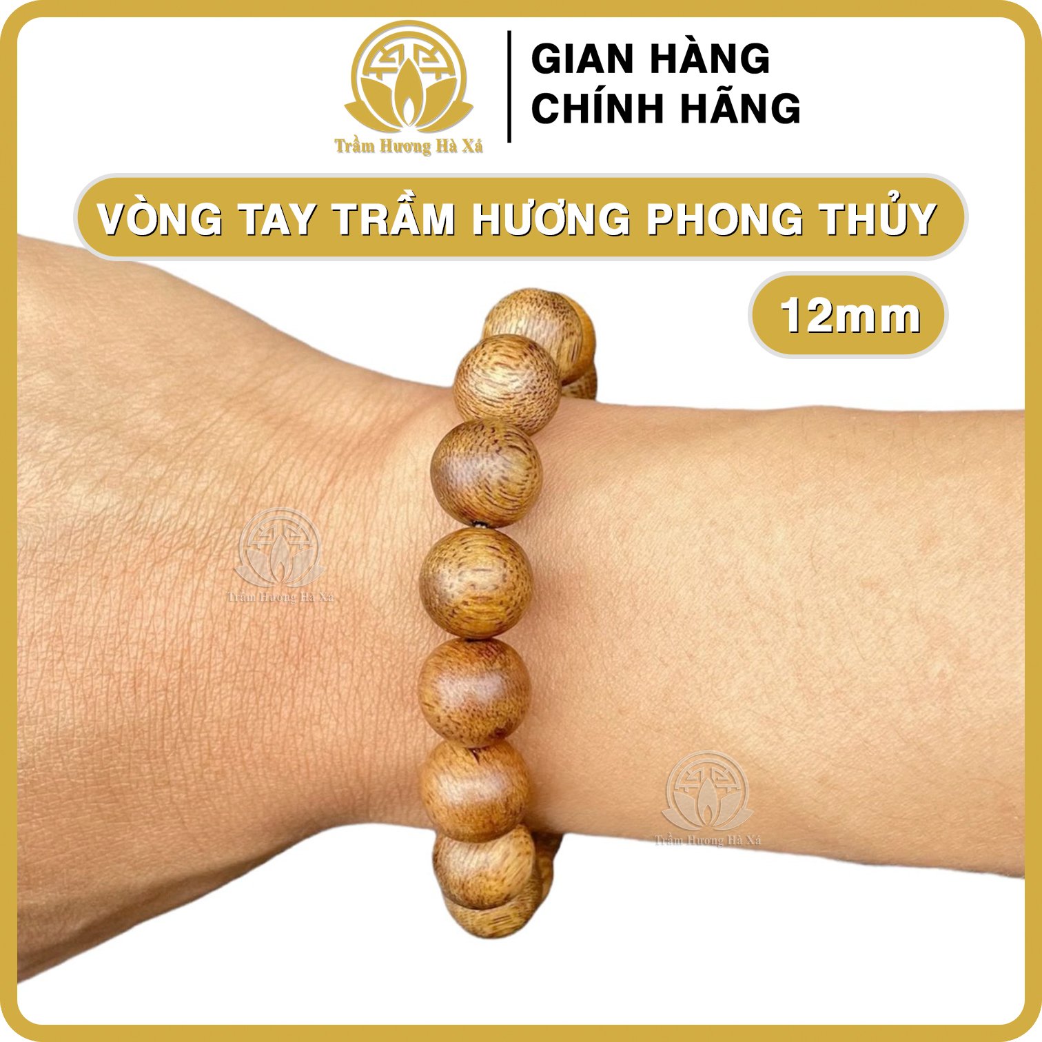 Vòng tay phong thủy tròn đơn trầm hương HÀ XÁ đeo tay cặp đôi nam nữ may mắn tài lộc