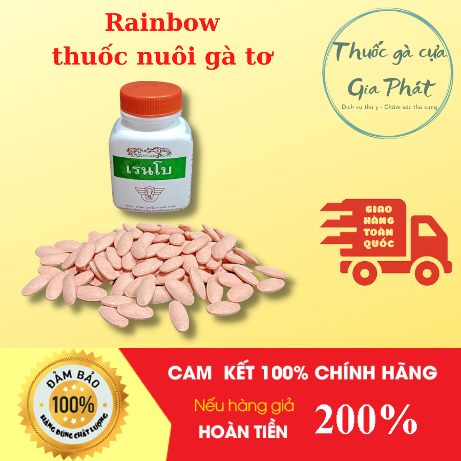 Thuốc nuôi gà tơ mau bung hình RAINBOW (1 lọ / 100 viên)