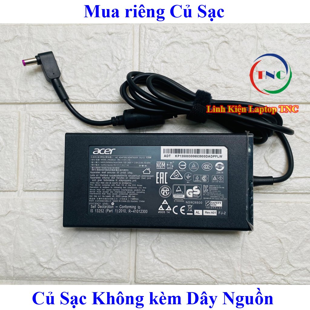 Sạc laptop acer 19v 7.1a 135w chân to 5.5x1.7mm