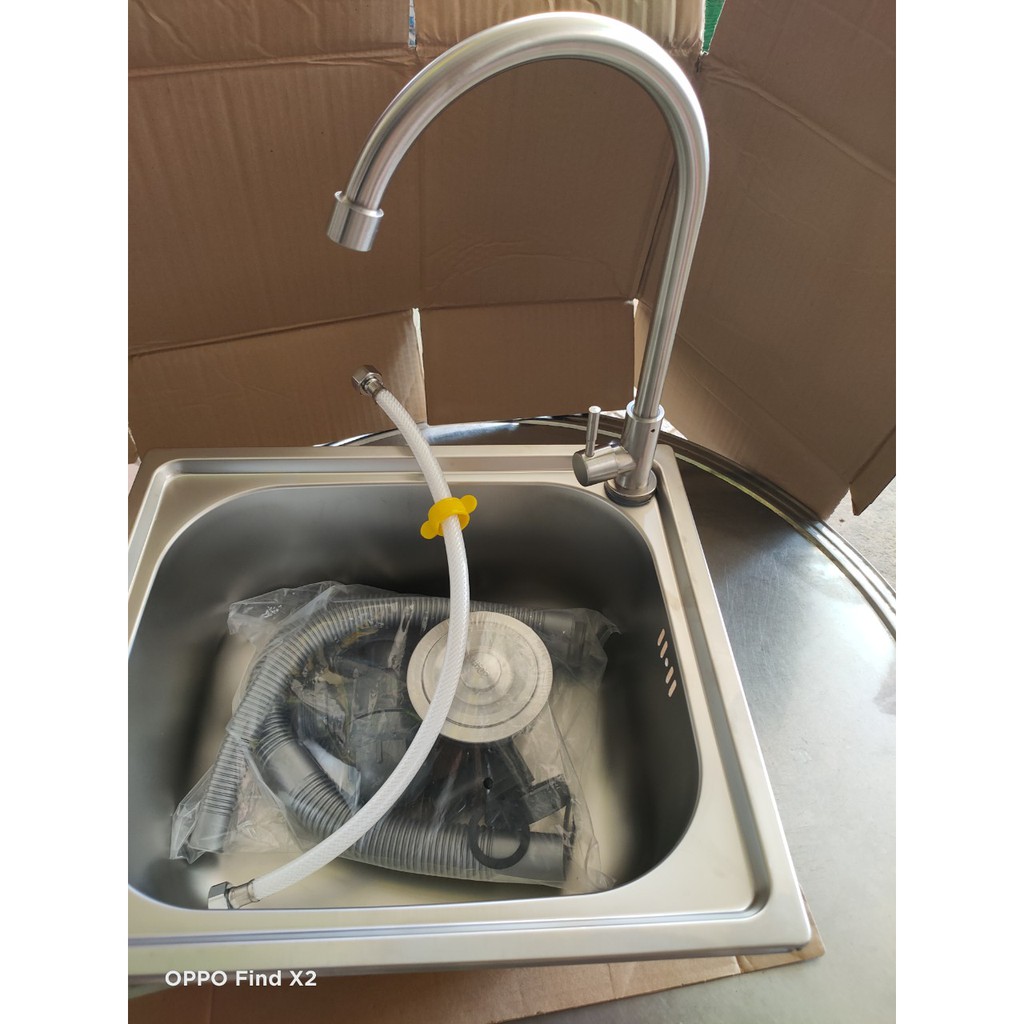 Chậu rửa chén bát 1 hộc inox 42x37 dày 1ly